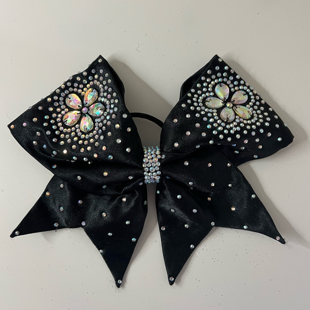 Black Rhinestone Competition Cheer Bow